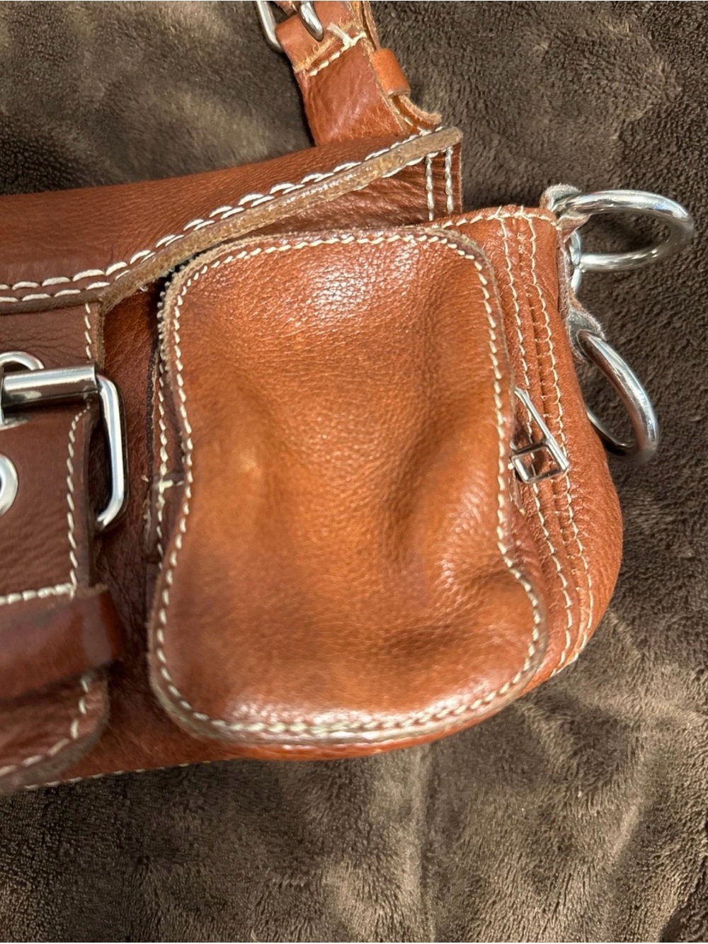 Roots Chestnut Leather Shoulder Bag with Cream Interior -EMILY SMALL SATCHEL - Picture 4 of 12